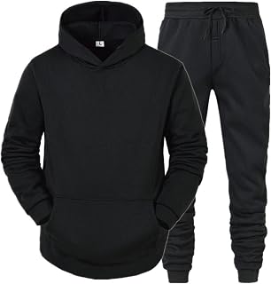 Mens Tracksuit, Tracksuit Mens Full Set Activewear Gym Track Suit Plain Long Sleeve Hooded Sweatshirt Sweatpants Set Hoodie Joggers Sets 2 Piece Fashion Sweatsuits Sportswear Men's Clothing UK