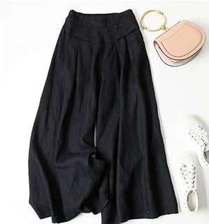 Womens Linen Pants Casual High Waist Loose Wide Leg Pants