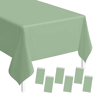 SietDESEO 6 Pack Sage Green Plastic Tablecloth Rectangle 54 x 108 Premium Disposable Table Cloth Plastic Sage Table Cover for Wedding Baby Shower Party Decorations