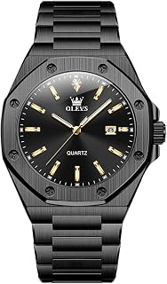 OLEVS Men's Minimalist Analogue Quartz Watch Stainless Steel Waterproof Luminous Automatic Date