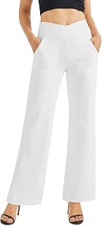 G4Free Women's Wide Leg Sports Trousers with Pockets Casual Bootcut Wide Yoga Pants Flare Leg Wide Bell Tight Elastic Gym Palazzo