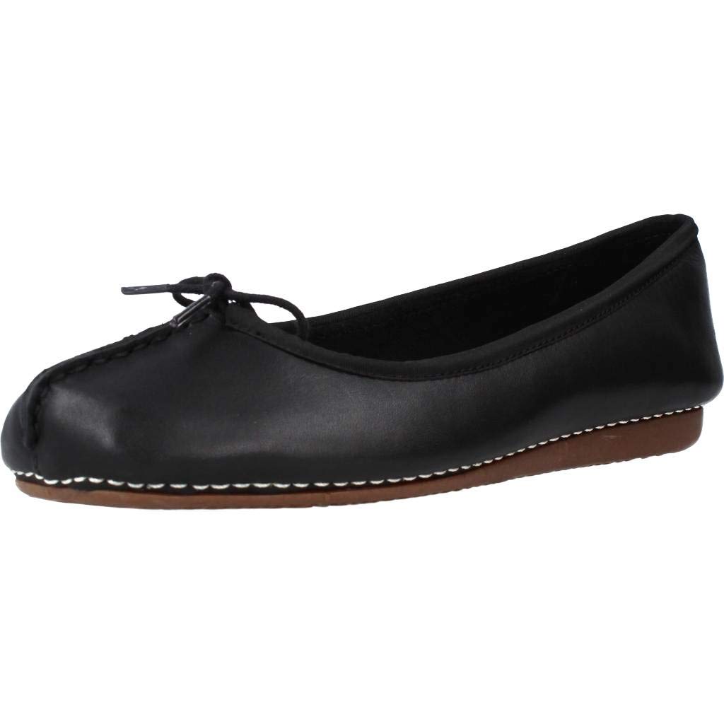 Clarks Women's Freckle Ice Ballet Flats, Black Leather, 37 EU