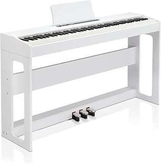 LALAHO Digital Piano 88 Key Weighted Action Electric Piano Keyboard-White | 3-Pedal Unit, Stereo Headphones, Double Bluetooth, Split/Touch/Transpose Control Functions, Full Equipment for beginners