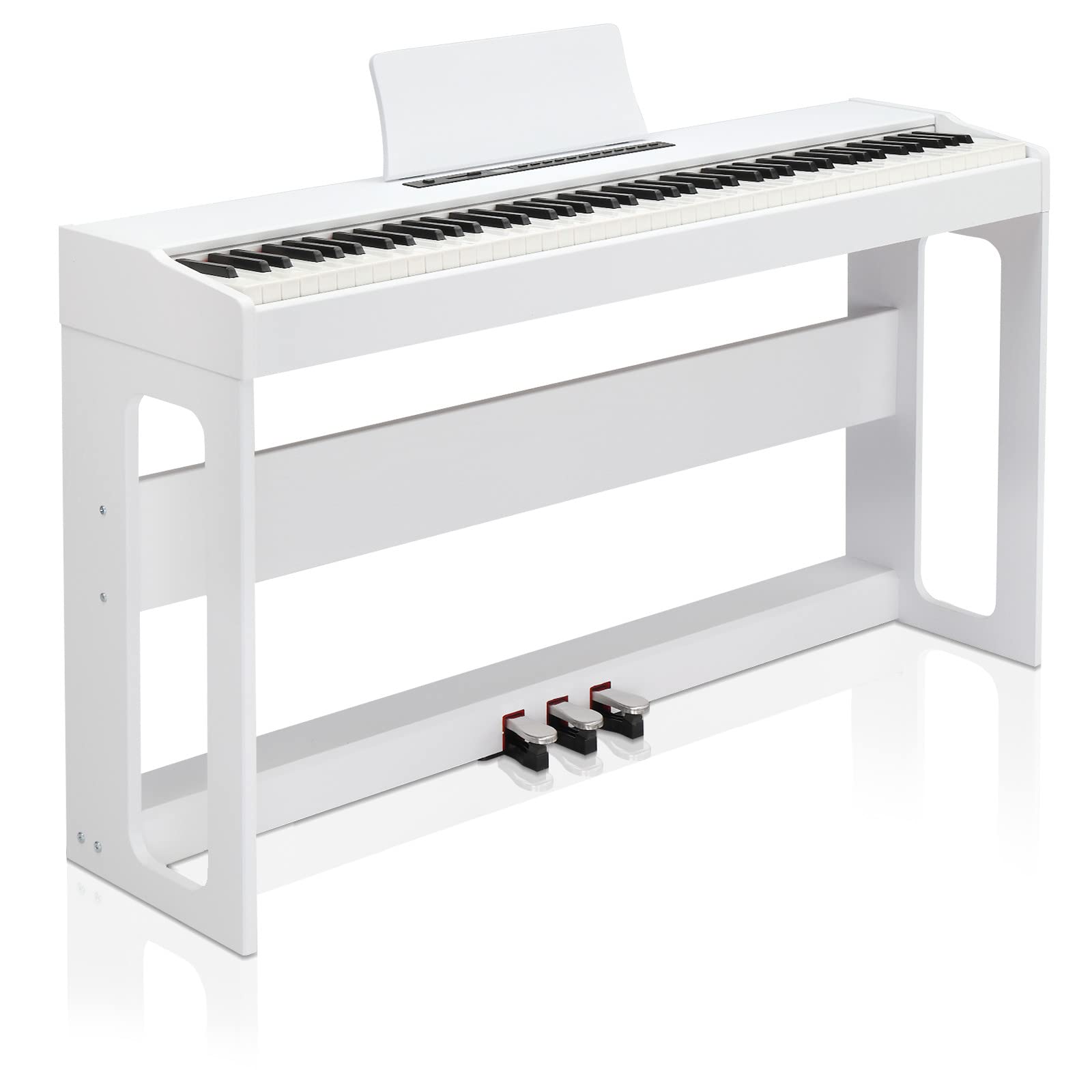 LALAHO Digital Piano 88 Key Weighted Action Electric Piano Keyboard-White | 3-Pe
