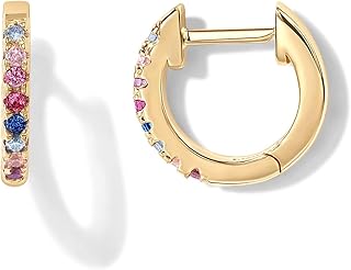 PAVOI 14K Gold Plated 925 Sterling Silver Post Huggies | Cubic Zirconia Huggie Earrings for Women | Green, Garnet, Spinel Blue, Black, Multicolored Stones