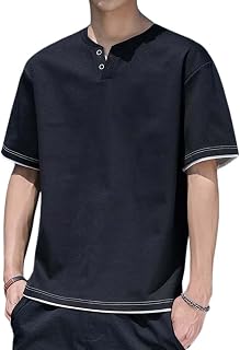 Men's Short Sleeve T-Shirt, Layered Style, Summer Clothing, Half Sleeves, Breathable, Quick Drying, V-Neck, Loose, Plain, Stylish, Cool, Summer, Large Size