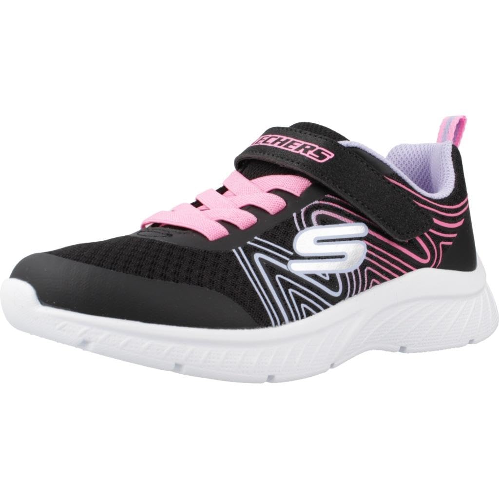 Skechers Kids Girls Microspec Plus-Swirl Sweet Sneaker, Black/Multi, 1.5 Little 