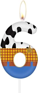 Birthday Number 6 Candles,Cute Cow Birthday Cake Decoration,Cowboy Three Cowgirl Rodeo Party,Baby Shower for Boy Girl Decor Supplies