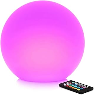 Mr.Go 12-inch Rechargeable LED Ball Light w/Remote, RGB Color-Changing LED Globe Orb Light, Home Bedroom Bar Table Patio Pool Party Dimmable Sphere Relax Mood Lighting Decoration