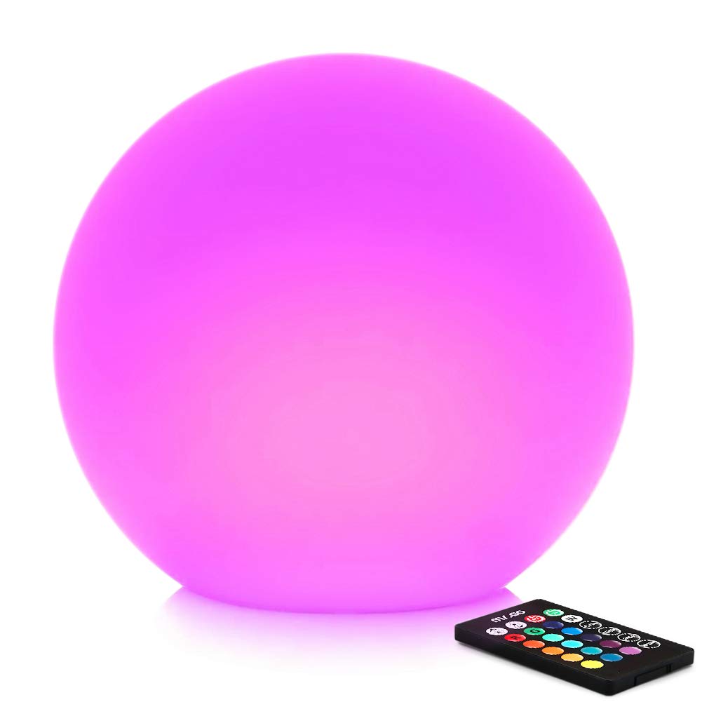 Mr.Go 12-inch Rechargeable LED Ball Light w/Remote, RGB Color-Changing LED Globe