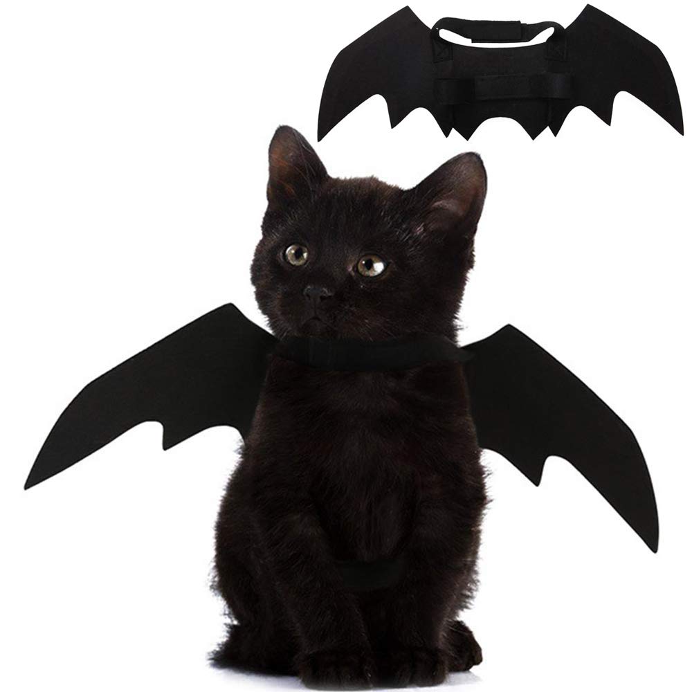 Pet Cat Bat Wings for Halloween Party Decoration, Puppy Collar Leads Cosplay Bat