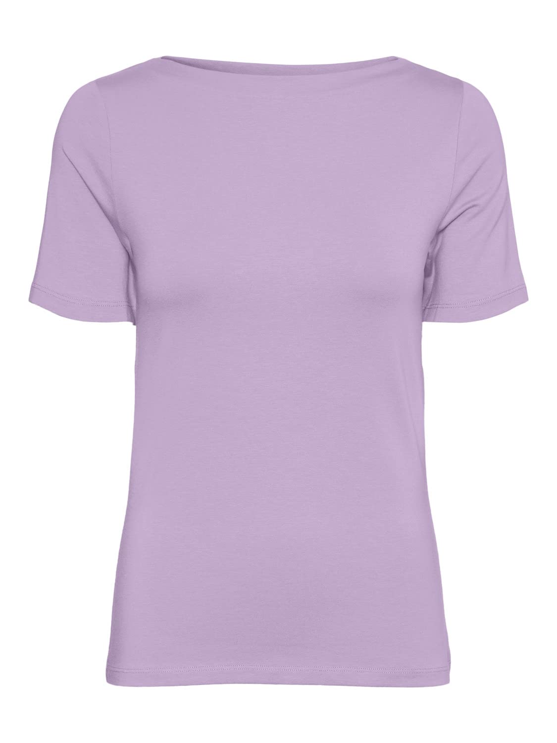VERO MODA Panda Women's Basic Stretch Short Sleeve Boat Neck Top
