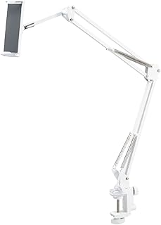 Elecom TB-DSZARMBEDWH Tablet Stand, Arm Stand, iPad Stand, Smartphone Stand, iPhone Stand, Bedside Mounting, 360 Degree Rotation, Z-Arm Type, Compatible with 4.6 - 12.9 inches, White