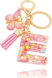 Fashion Initial Letter Keychain Tassel Cute Butterfly Pink Alphabet Pendant Keychain for Bags Bags Women