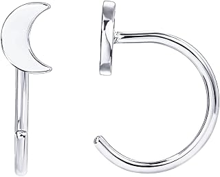 PAVOI Small Half Hoop Earrings, 14K Gold Plated Backless Earrings for Women