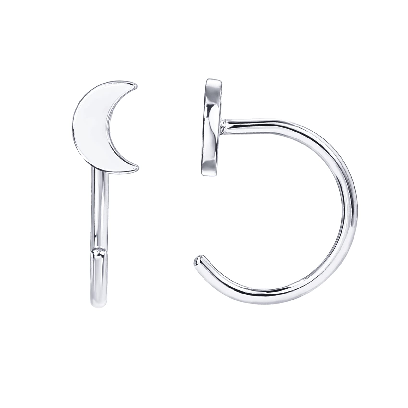 PAVOI Small Half Hoop Earrings, 14K Gold Plated Backless Earrings for Women