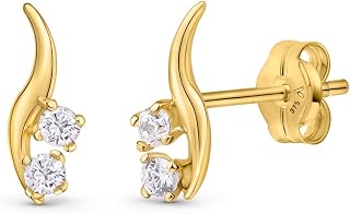 Amberta Allure Women 9ct Gold Climber Earrings