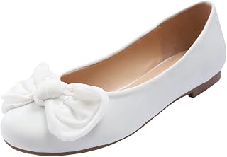 Feversole Women's Round Toe Cute Bow Trim Ballet Flats, Decorated Round Toe Ballerinas with Bow for Pretty Women
