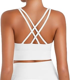 Sunzel Sunzfly Women's Sports Bra, Round Neck, Cross Back, Padded Low Impact Workout Yoga Gym Bra