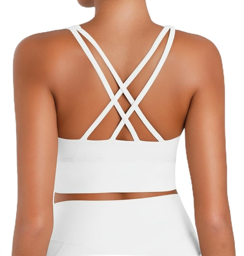 Sunzel Sunzfly Women's Sports Bra, Round Neck, Cross Back, Padded Low Impact Wor