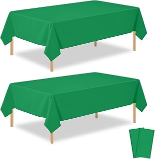 2 Pcs Green Plastic Table Cloths, Disposable Green Tablecloths