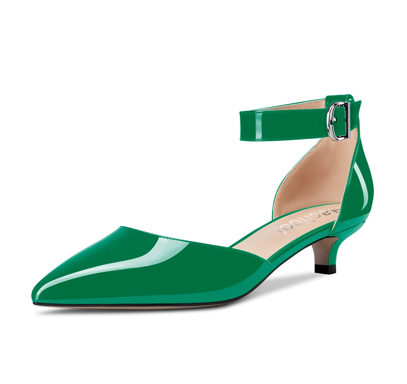 Aachcol Women Kitten Low Heel Ankle Strap Pumps Pointed Toe Sandals Dress Shoes 