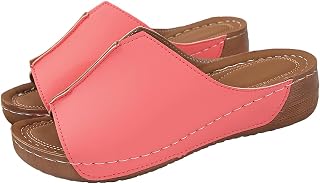 Ulalaza Women's Slippers Flat Open Toe Slides Platform Wedge Sandals Thong Sandals Non-Slip Summer Shoes Toe Post Beach Sandals Casual Sandal Comfy House Slippers Walking Flip Flops