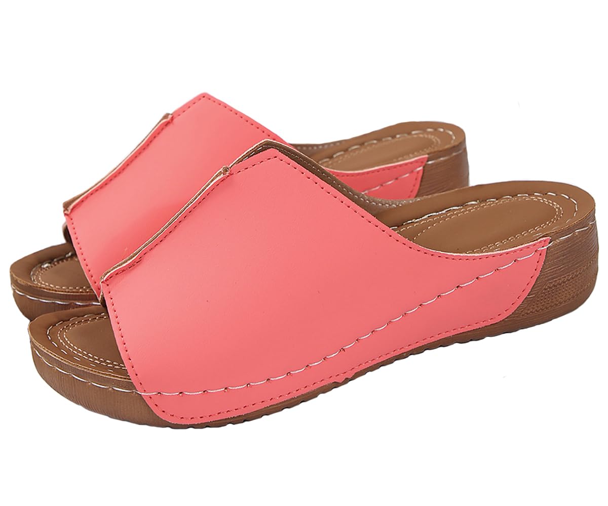 Ulalaza Women's Slippers Flat Open Toe Slides Platform Wedge Sandals Thong Sanda