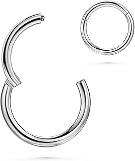 JOFUKIN Gold Plated Silver Black Nose Ring Earrings Hoop, Clicker Septum | 316L Surgical Stainless Steel, 20G-10G 5mm-16mm, for Nose Septum Helix Cartilage Daith Tragus Conch Lip, Daily Wear Sleeper
