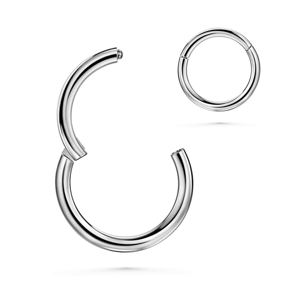 JOFUKIN Gold Plated Silver Black Nose Ring Earrings Hoop, Clicker Septum | 316L 