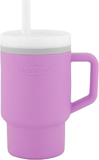 Infantino My 1st Tumbler Straw Cup with Handle, 9oz, Lilac | BPA-free silicone straw helps reduce spills while little ones build confidence with independent sipping