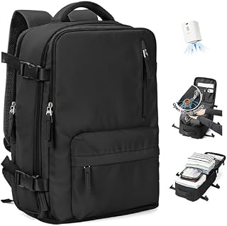 SZLX Vacuum Backpack Travel Bag with Pump Large Travel Backpack Cabin Size Ryanair for Women Men Easyjet Wizzair Underseat Hand Luggage Carry on Cabin Size Flight Rucksack Fit 14 Inch Laptop