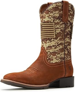 SUREWAY Men's Cowboy Boots, Square Toe Pull On Soft Toe Western Boot