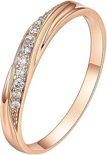 Rockyu Jewelry Brand Popular Women's Ring, Silver, Pink Gold, Zirconia Titanium Ring, Finished, Allergy-Friendly, Birthday Gift, Accessory