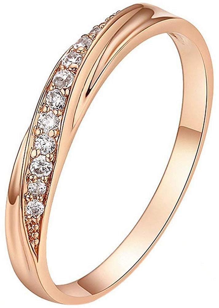 Rockyu Jewelry Brand Popular Women's Ring, Silver, Pink Gold, Zirconia Titanium 