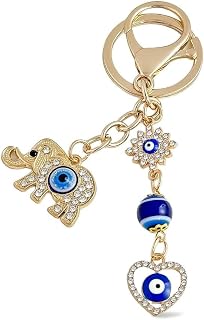 Evil Eye Keychain for Women Evil Eye Bag Charm Gold Keychain Evils Eyes Charm Protective Keychains Lucky Charms for Purse Handbag Accessories Friendship Gifts for women