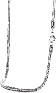 SEIYA INTERNATIONAL Necklace, Men's Chain, Stainless Steel, Snake Chain, 21.7 inches (55 cm), 0.13 inches (3.2 mm), Silver