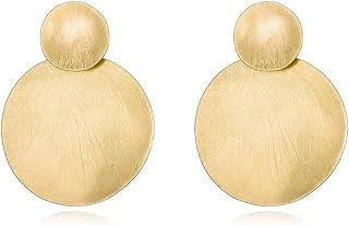 Matte Gold Silver Geometry Clip On Earrings for Women Retro Drop Clip Earrings for Women