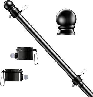 ESTTOP 5 FT Flag Pole, Tangle Free Spinning Stainless Steel Weather Resistant Rustproof Flagpole for 3x5 USA Flag Sports Fan Outdoor Flags 1" Dia Flag Poles for Outside House, Wall-Mounted (Black)