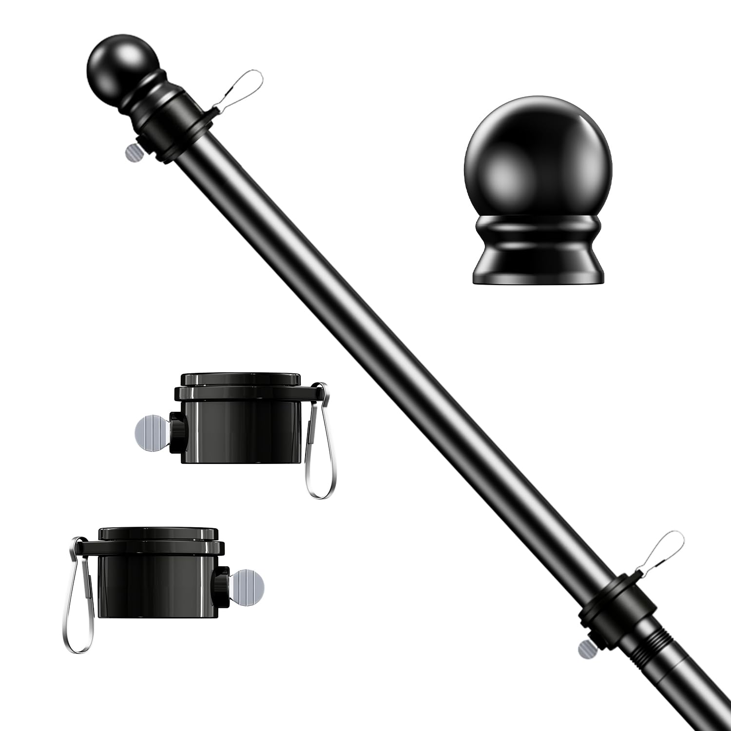 ESTTOP 5 FT Flag Pole, Tangle Free Spinning Stainless Steel Weather Resistant Ru