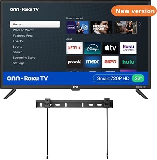 ONN 32-inch Roku Smart TV LED + Free Wall Mount with Wi-Fi Connectivity and Mobile App | Flat Screen TV Compatible with Apple Home Kit | Alexa and Google Assistant (Renewed)