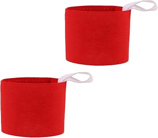 2Pcs Red Adult Squad Armbands Elastic Non-Slip Adjustable Arm Band Neon Colored Adhesive Armband Football Hand and Arm Pads for Soccer Football Training Team Sports Supplies Sporting Goods