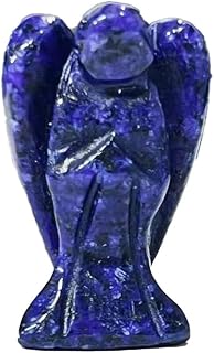 Crystal Angel Figurine, Natural Blue Lapis Lazuli Guardian Angel Statue Hand Carved Healing Sculpture for Meditation Spiritual Reiki for Home Desk Decor