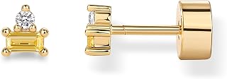 PAVOI 14K Gold Plated Dainty Birthstone Flatback Stud Earrings for Women