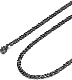 Suplight Cuban Link Chain for Men Women, 18K Gold Plated/Stainless Steel Black Miami Curb Cuban Chain Necklace, 3/6/9/12 mm 14-30 Inch Hip Hop Mens Jewelry, Send Gift Box