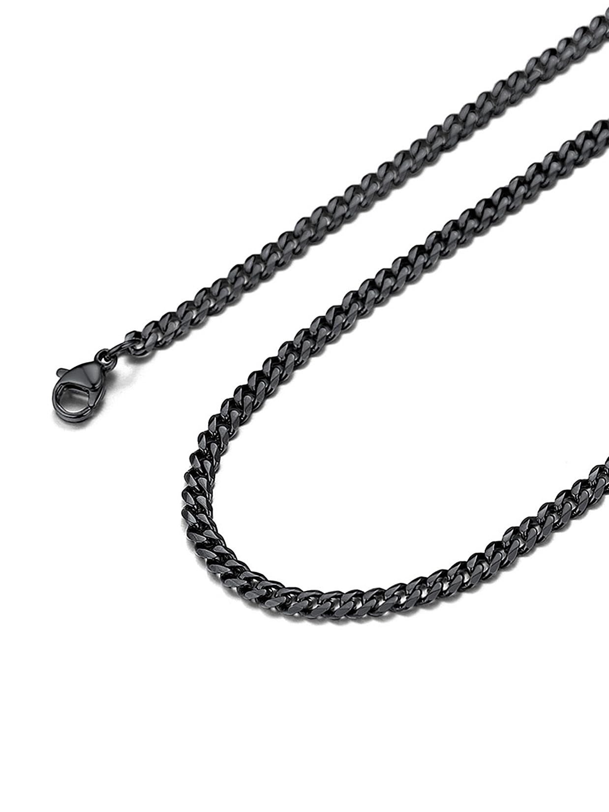 Suplight Cuban Link Chain for Men Women, 18K Gold Plated/Stainless Steel Black M