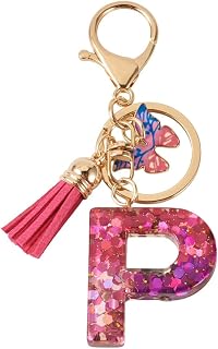 1 x Butterfly Resin Keychain with Suede Tassel Letter Keychain for Handbag Backpack Bag Decoration 100mm
