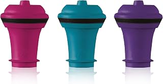 Vacu Vin Wine Stopper, 3-Pack Vacuum Wine Bottle Stopper, Cork Alternative | 3 multicolor vacuum wine stoppers, for Wine Saver Pump, up to 10 days freshness, reusable, dishwasher-safe, made without BPA