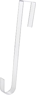 Non Scratch, 100% Clear 12 in Wreath Hanger. Christmas Wreaths Holder for Hanging Fall Halloween Decorations Over Front or Garage Door. Long Hook for Indoor or Outdoor Home Decor. Fits 4mm+ Gaps