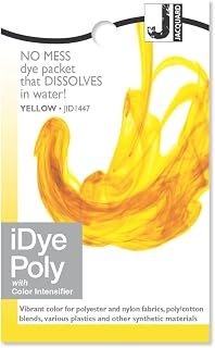 Jacquard iDye Poly with Color Intensifier for Polyester, Nylon, Acrylic & Plastic, No Mess Stovetop Dye for Synthetic Fabrics, Wigs, Resin, 3D Prints, Plastics, & More, Yellow 14g